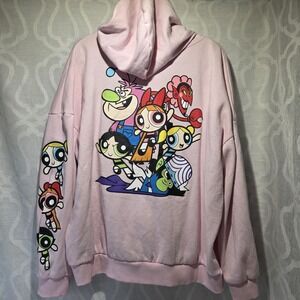The Powerpuff Girls Purple Zip Graphic hoodie Jacket Size Xxl Y2K Embroidered